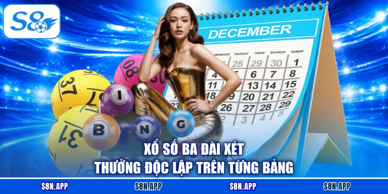Xổ số ba đài xét thưởng độc lập trên từng bảng Xổ số ba đài xét thưởng độc lập trên từng bảng